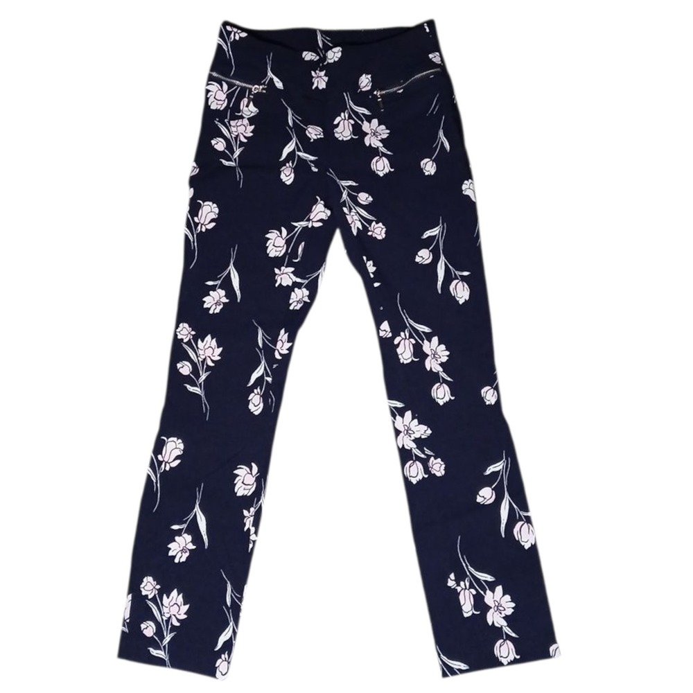 Joe Benbasset Women's Blue With Floral Pattern Strech Skinny Pants Size XS‎